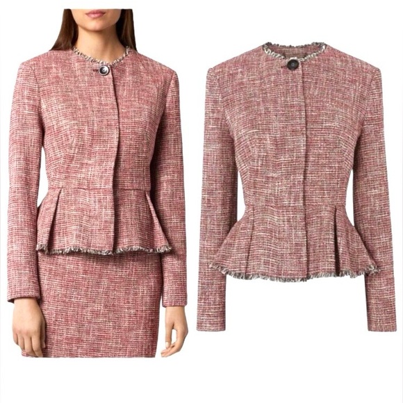 LK Bennett Jackets & Blazers - L.K. Bennett Cesilia Tweed Textured Peplum Blazer Jacket 12
